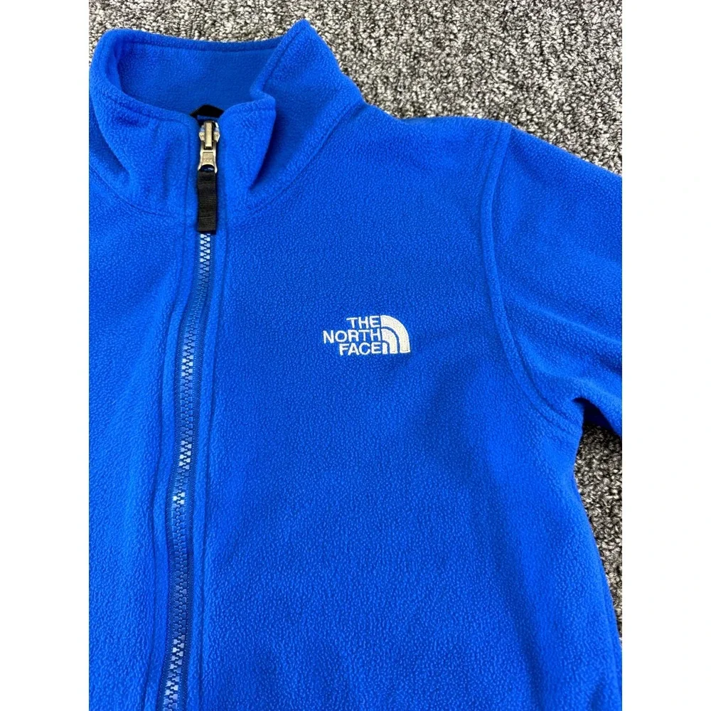 The North Face Fleece Jacket Boys Medium Blue Full Zip Logo Polyester Outdoor